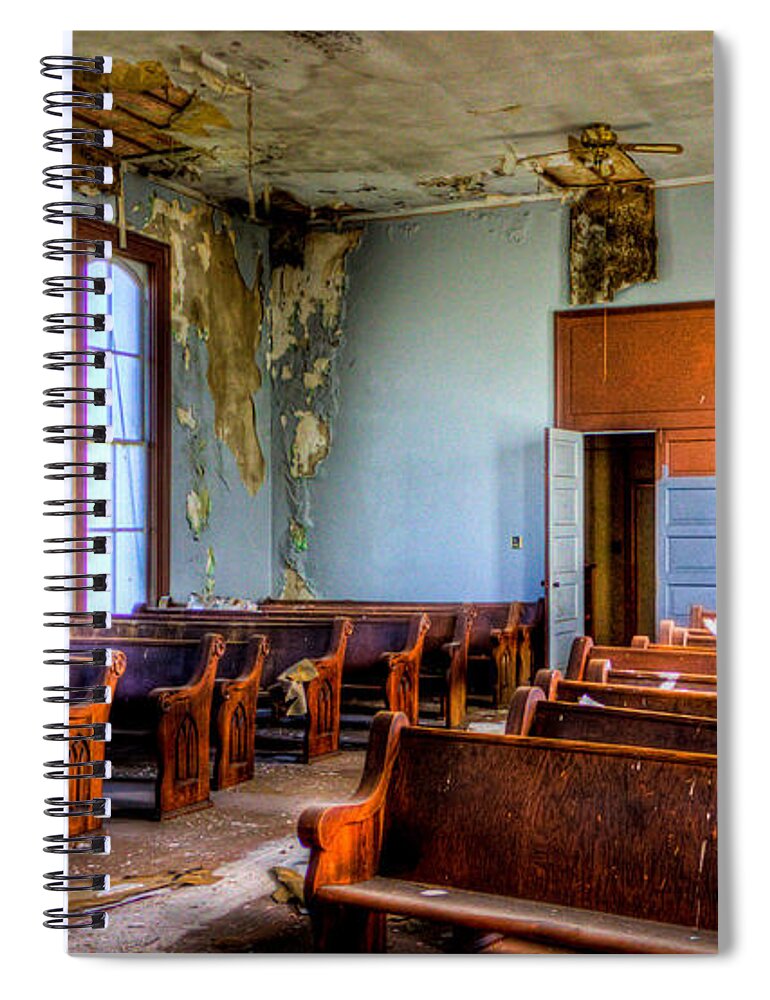 Church Spiral Notebook featuring the photograph Empty Seats by Jonny D