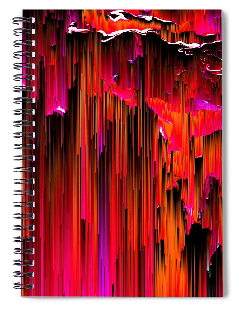 Glitch Spiral Notebook featuring the digital art En Rouge - Pixel Art by Jennifer Walsh
