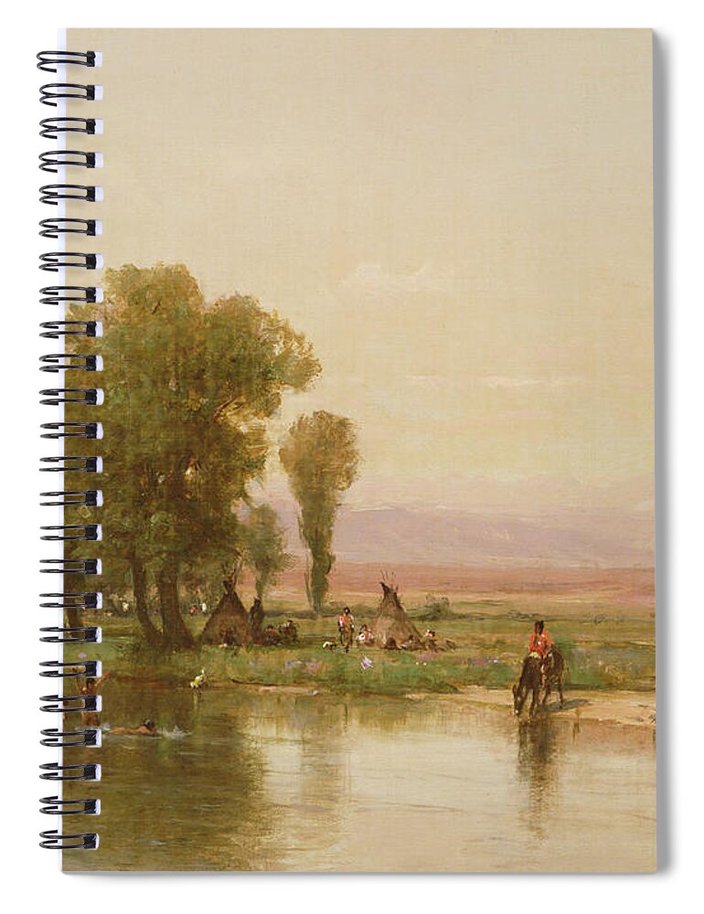 Encampment On The Platte River Spiral Notebook featuring the painting Encampment on the Platte River by Thomas Worthington Whittredge