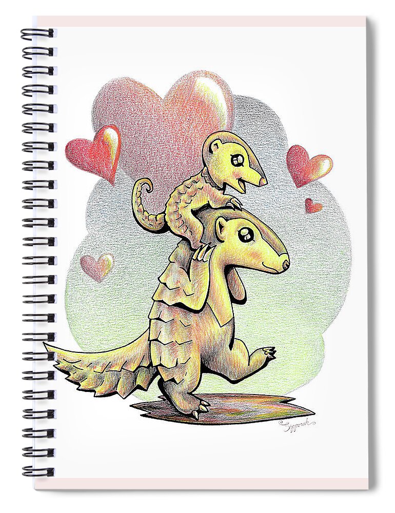 Endangered Animal Spiral Notebook featuring the drawing Endangered Animal Pangolin by Sipporah Art and Illustration