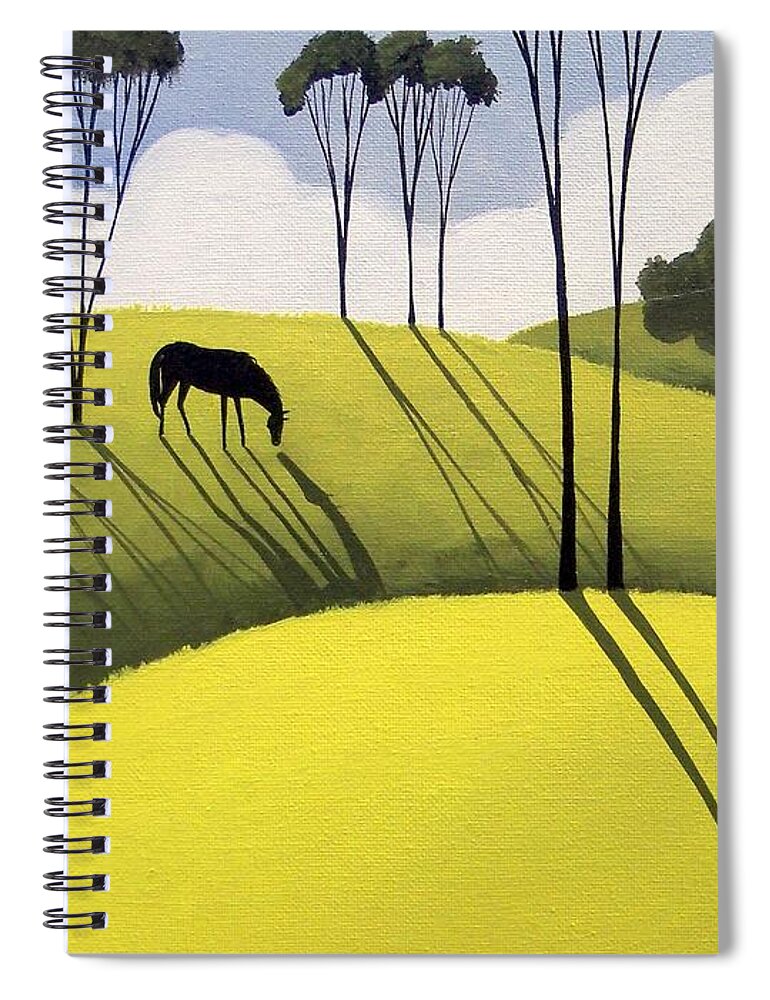 Art Spiral Notebook featuring the painting Ending Of The Day - horse country landscape by Debbie Criswell