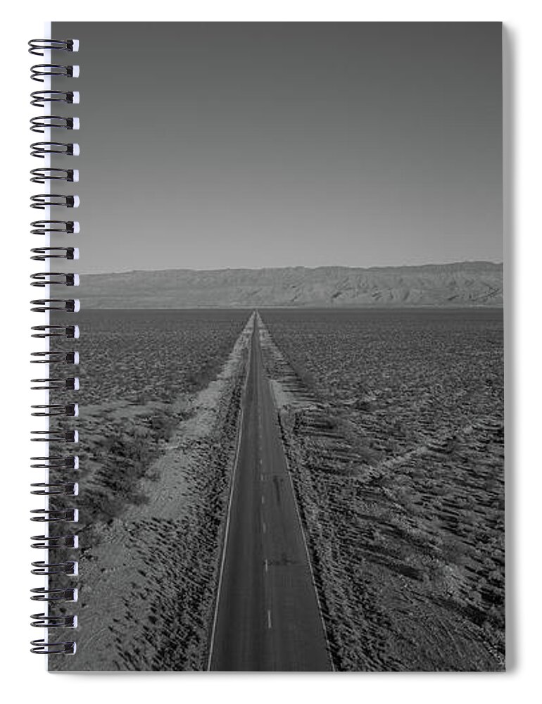 Endless Road Spiral Notebook featuring the photograph Endless Road Aerial BW by Michael Ver Sprill