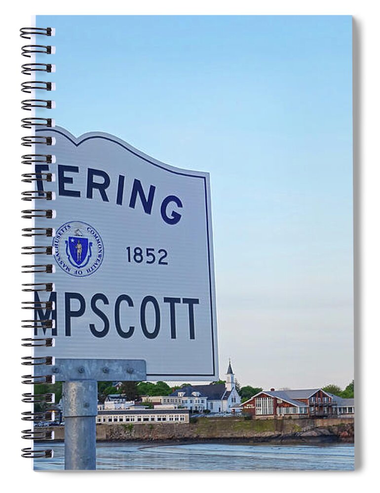 Swampscott Spiral Notebook featuring the photograph Entering Swampscott Sign Lynn Waterfront MA by Toby McGuire