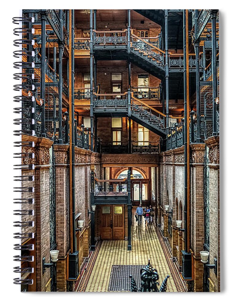 Bradbury Building Spiral Notebook featuring the photograph Entering the Bradbury by Michael Hope