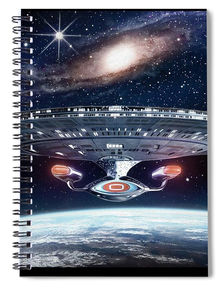 Pencil Spiral Notebook featuring the drawing Enterprise by Murphy Elliott