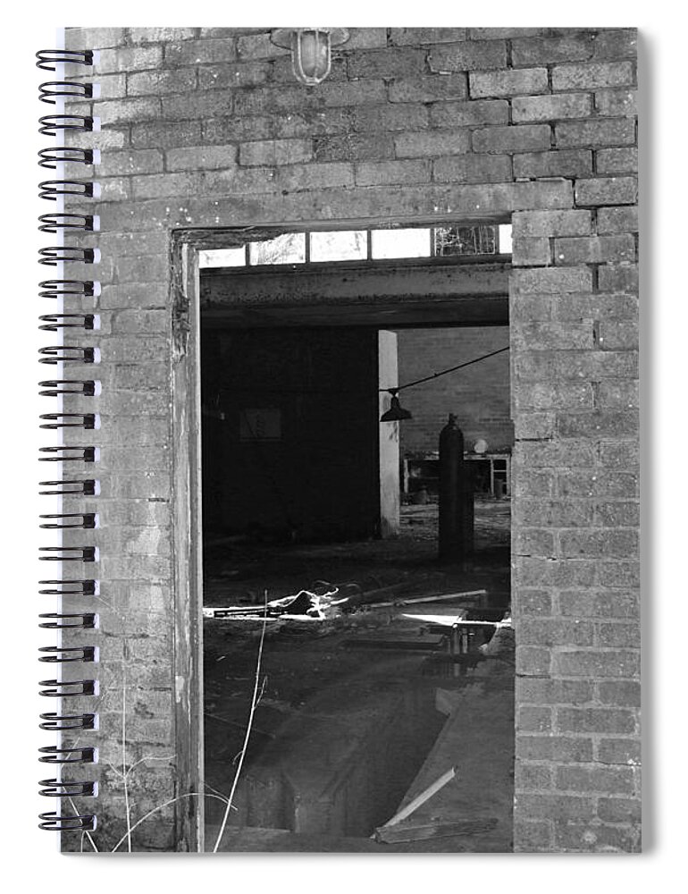 Entrance Spiral Notebook featuring the photograph Entrance to forgotten workshop by Lukasz Ryszka