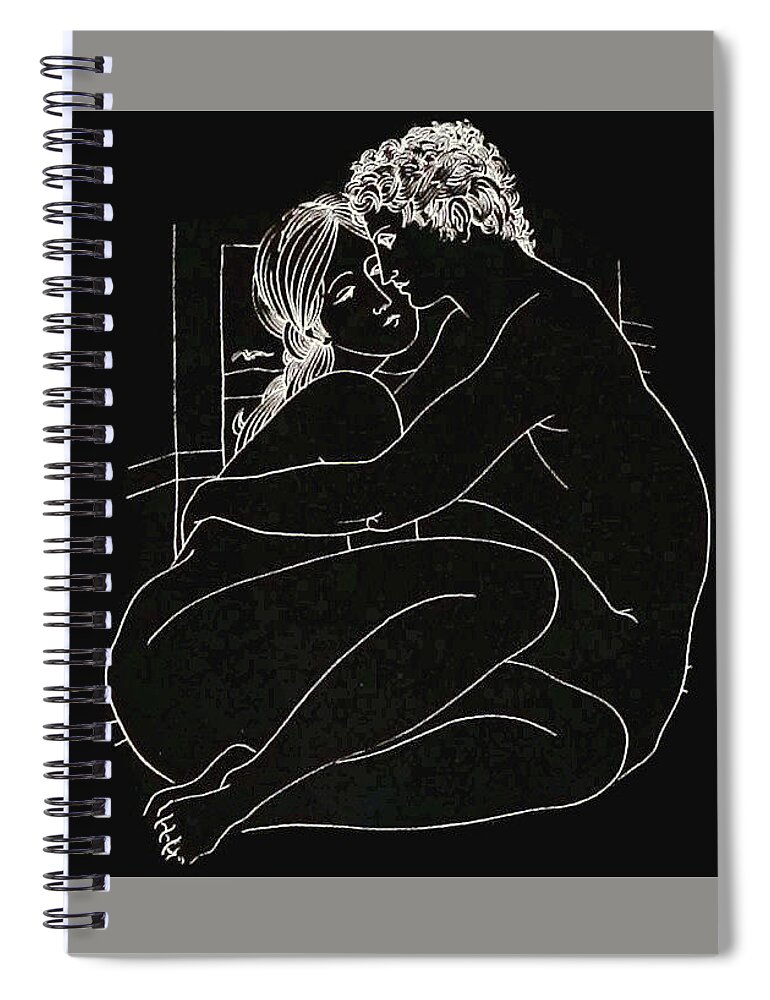 Nude Spiral Notebook featuring the digital art Enveloped by Kim Kent