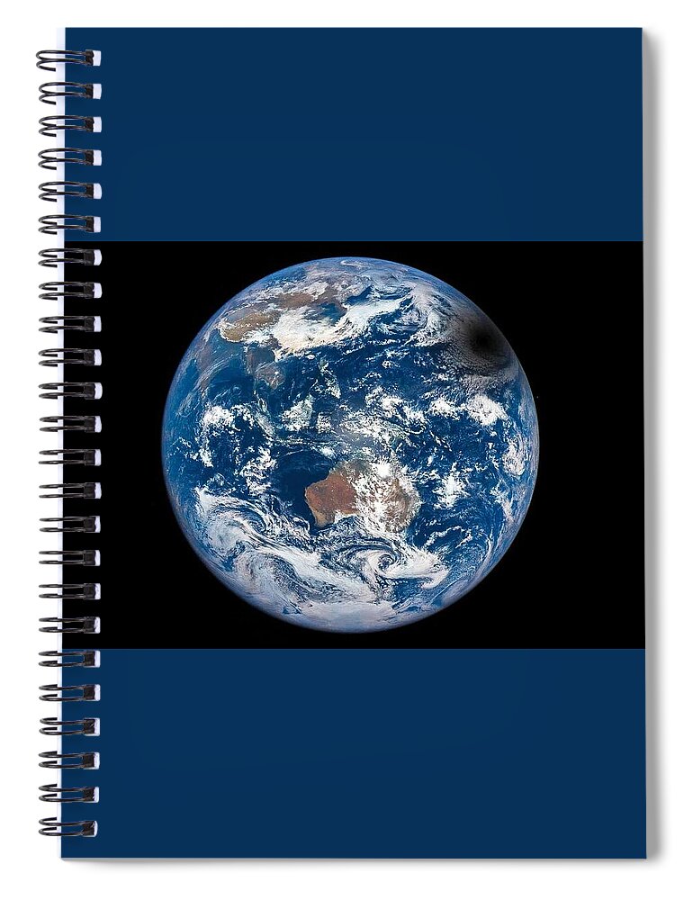 Globe Spiral Notebook featuring the painting Epic Eclipse, NASA_10 by Celestial Images