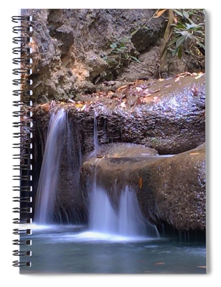 Waterfall Spiral Notebook featuring the photograph Erawan Waterfalls in Thailand by Doris Aguirre