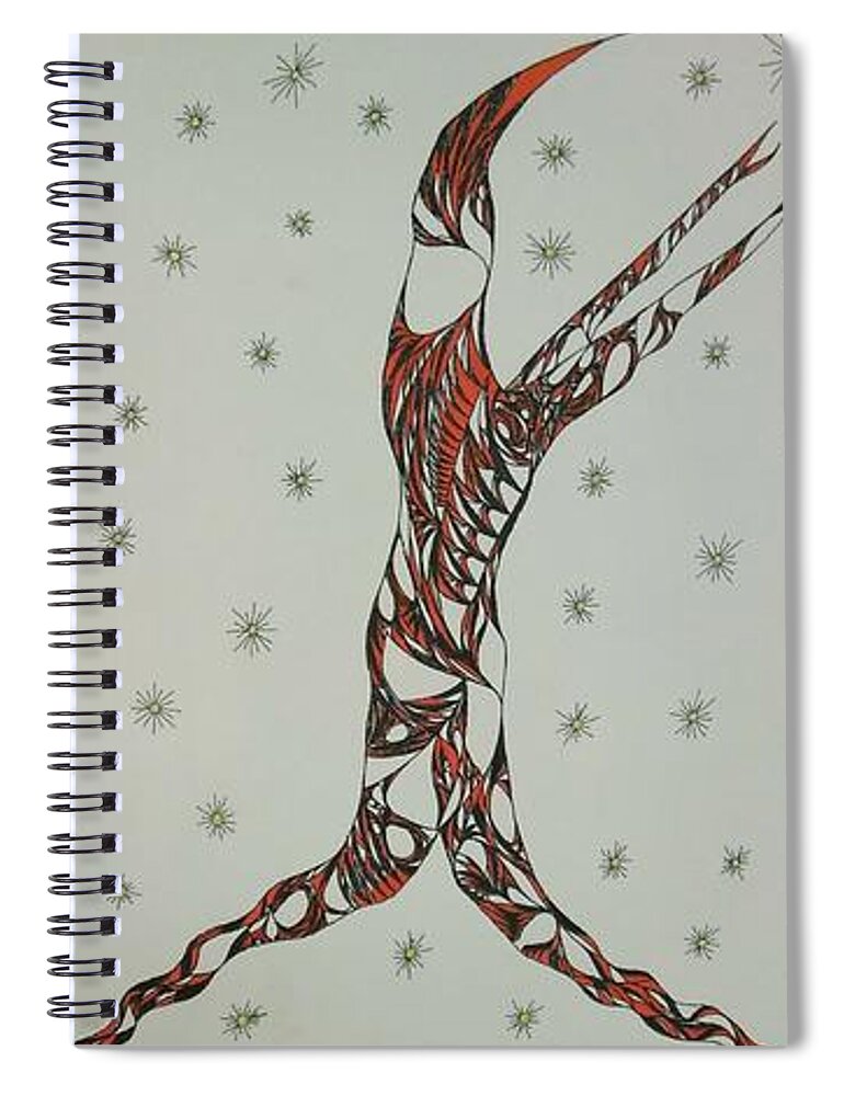Abstract Spiral Notebook featuring the drawing Erinyes by Robert Nickologianis
