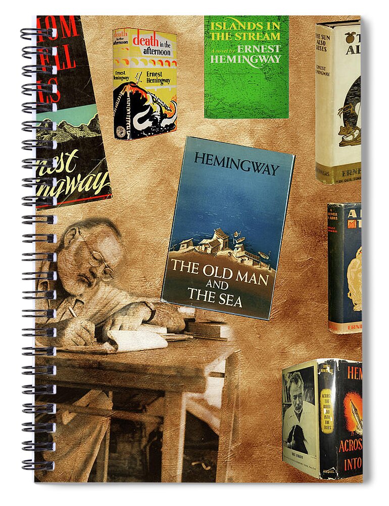 Ernest Hemingway Spiral Notebook featuring the photograph Ernest Hemingway Books 2 by Andrew Fare