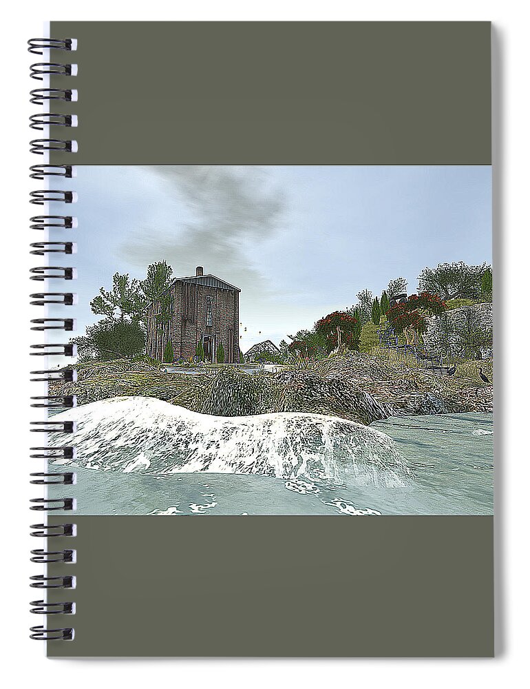 Wave Spiral Notebook featuring the digital art Esoteric Wave Splash On the Mediterranean by Michael Doyle