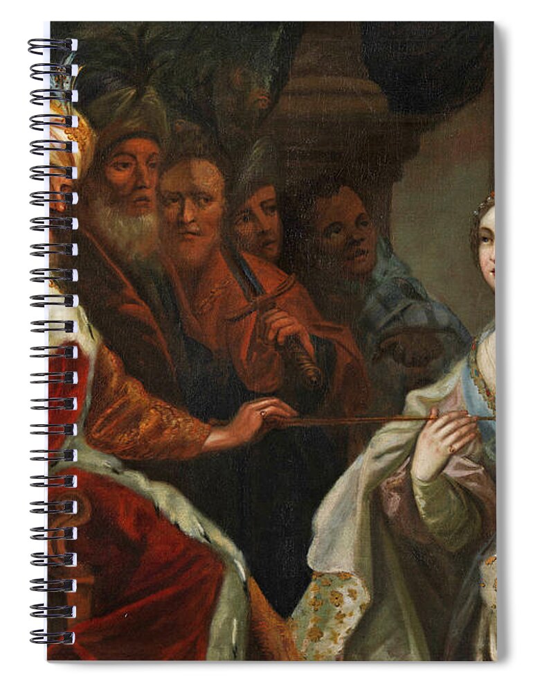 Andrea Celesti Spiral Notebook featuring the painting Esther before King Ahasuerus by Andrea Celesti