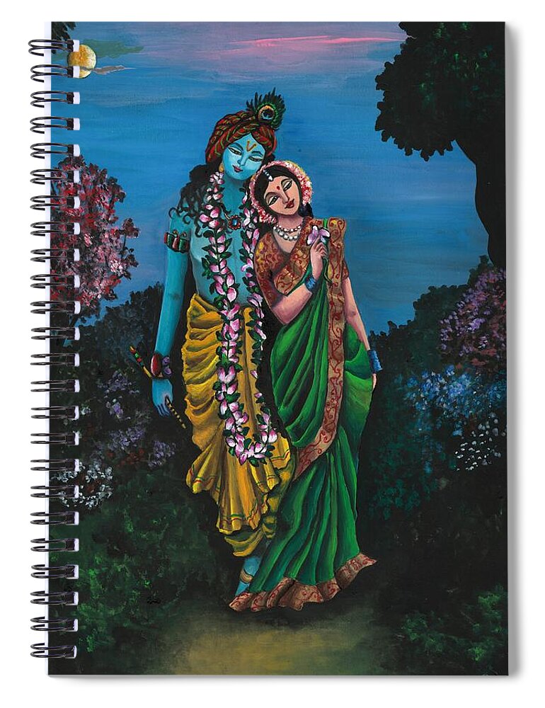 Krishna Spiral Notebook featuring the painting Eternal Lovers by Tara Krishna