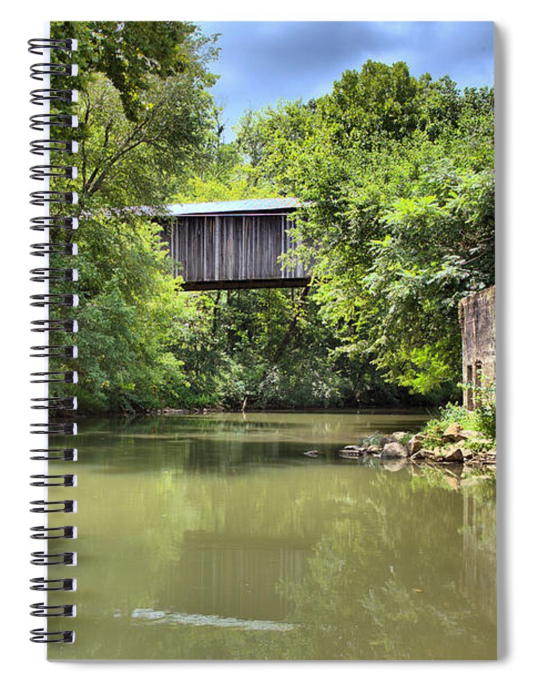 12001 Spiral Notebook featuring the photograph Euharlee Creek Bridge And Mill by Gordon Elwell