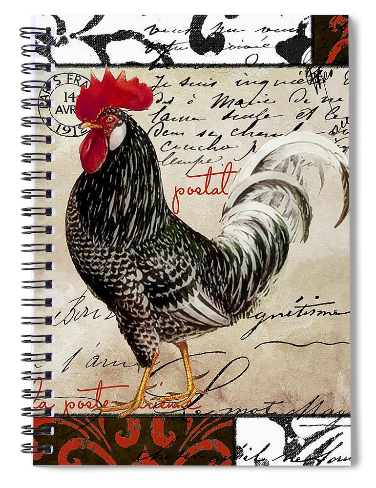 Rooster Spiral Notebook featuring the painting Europa Rooster III by Mindy Sommers