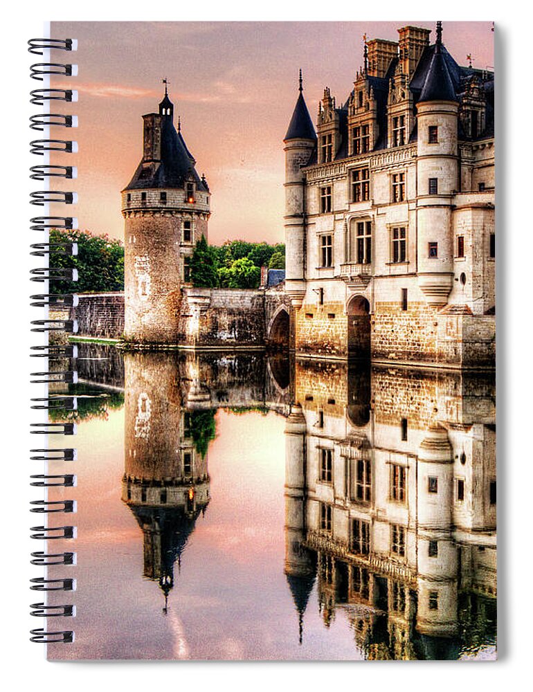 Chateau De Chenonceau Spiral Notebook featuring the photograph Evening at Chenonceau Castle by Weston Westmoreland