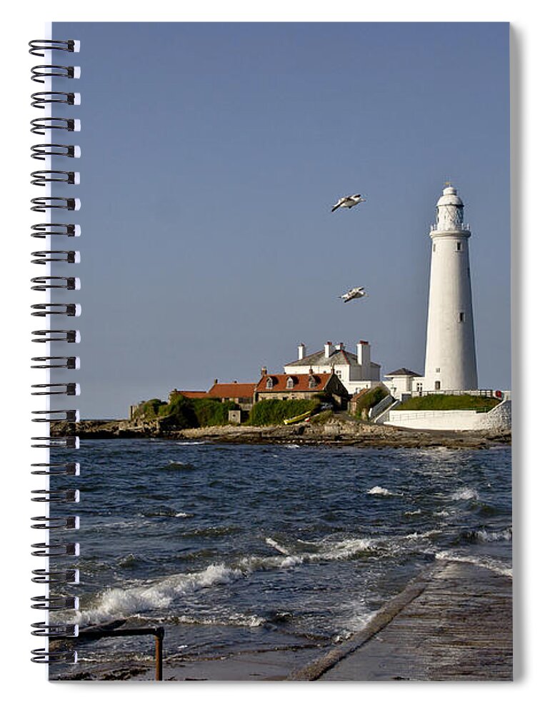 Lighthouse Spiral Notebook featuring the photograph Evening at St. Mary's Lighthouse by Elena Perelman