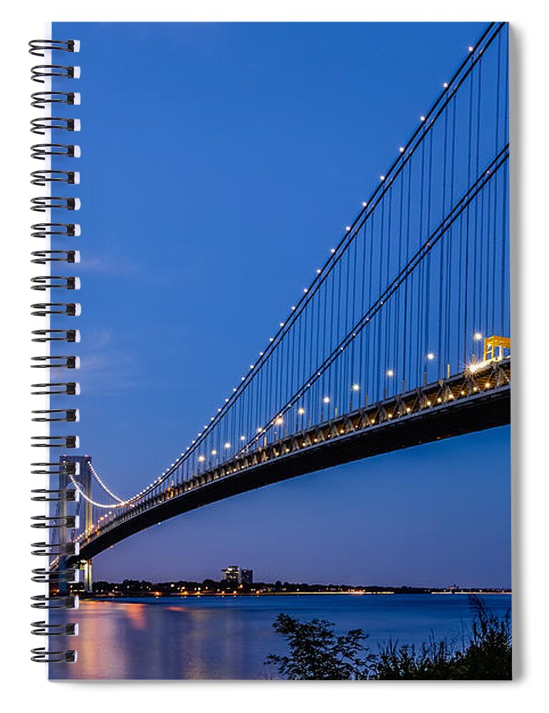 Brooklyn Spiral Notebook featuring the photograph Evening at Verrazano-Narrows Bridge by SAURAVphoto Online Store