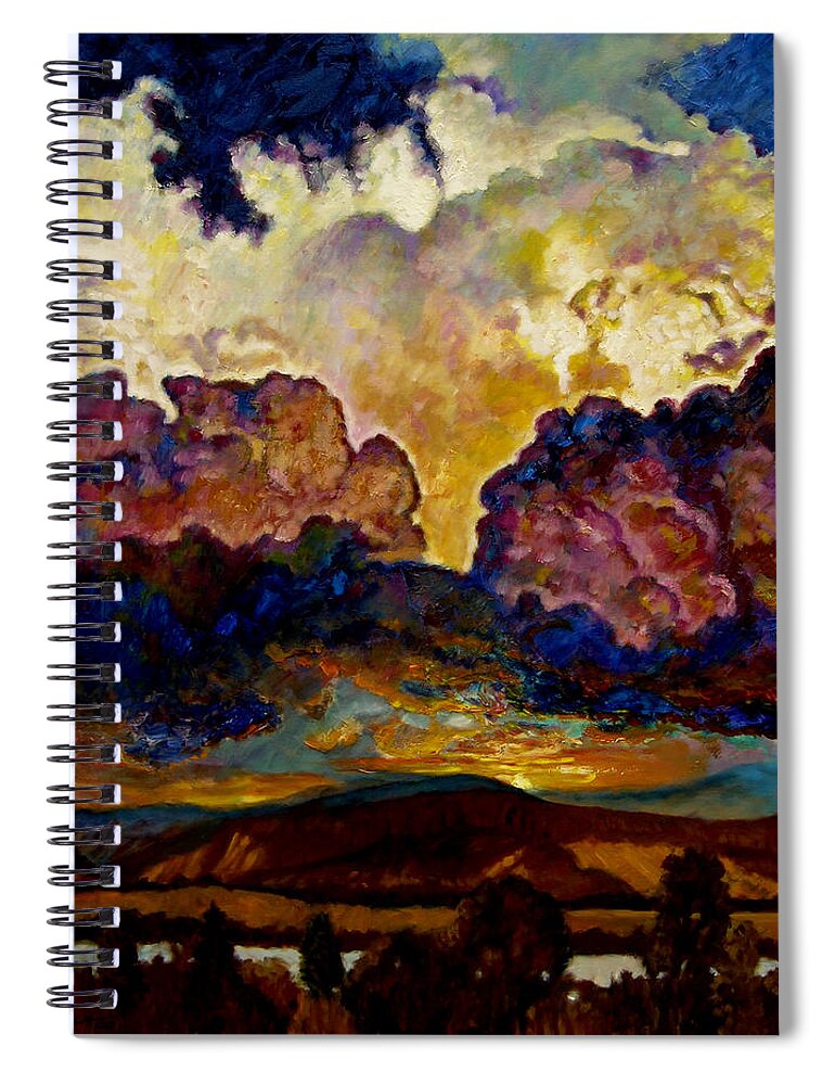 Sunset Spiral Notebook featuring the painting Evening Clouds Over the Valley by John Lautermilch
