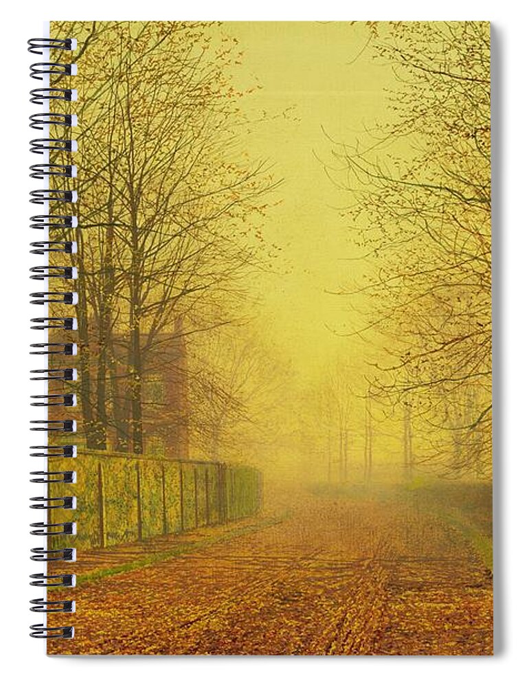The Fall Spiral Notebook featuring the painting Evening Glow by John Atkinson Grimshaw