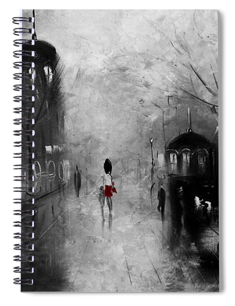 Scenery Spiral Notebook featuring the painting Evening Harmony one by Gull G
