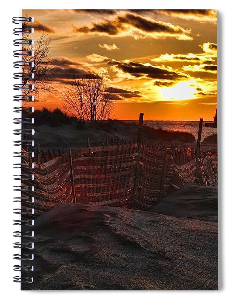 Ludington Spiral Notebook featuring the photograph Evening in Ludington by Dick Bourgault