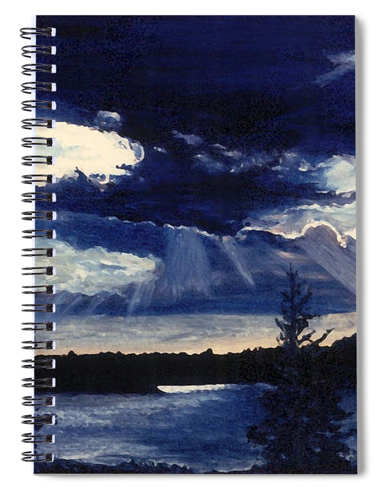 Landscape Spiral Notebook featuring the painting Evening Lake by Steve Karol