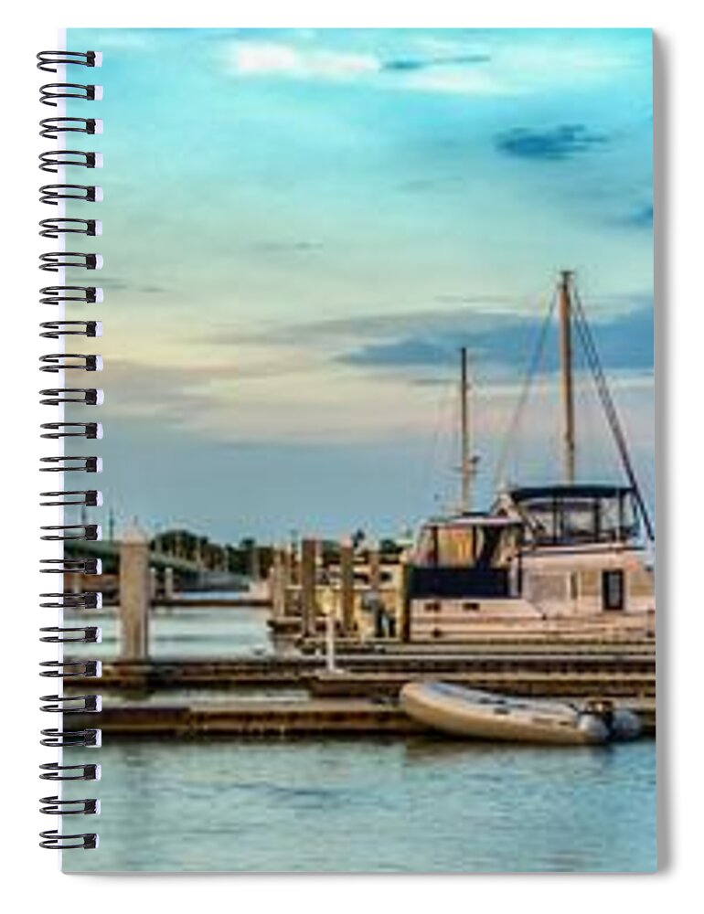 St Augustine Spiral Notebook featuring the photograph Evening Marina by Joseph Desiderio
