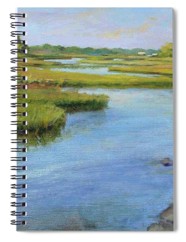 Landscape Spiral Notebook featuring the painting Evening on Cape Cod by Peter Salwen