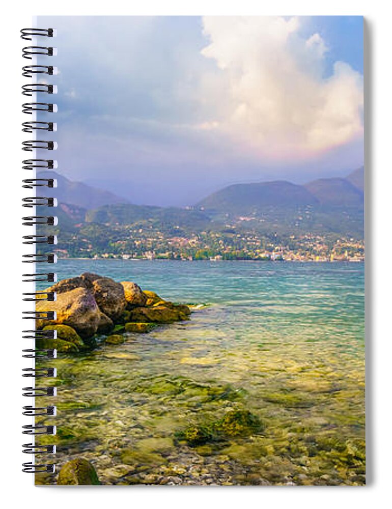 Beautiful Spiral Notebook featuring the photograph Evening on the Lake Garda by Dmytro Korol