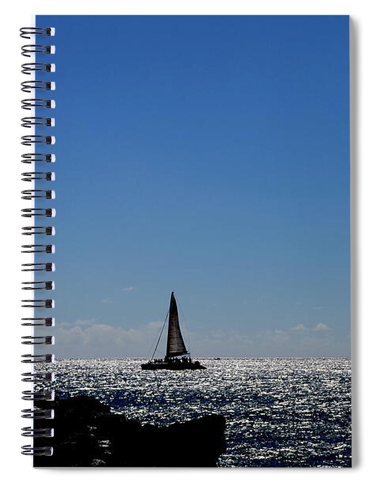 Glass Beach Spiral Notebook featuring the photograph Evening Sail Off Glass Beach Kauai Hawaii by Mary Deal