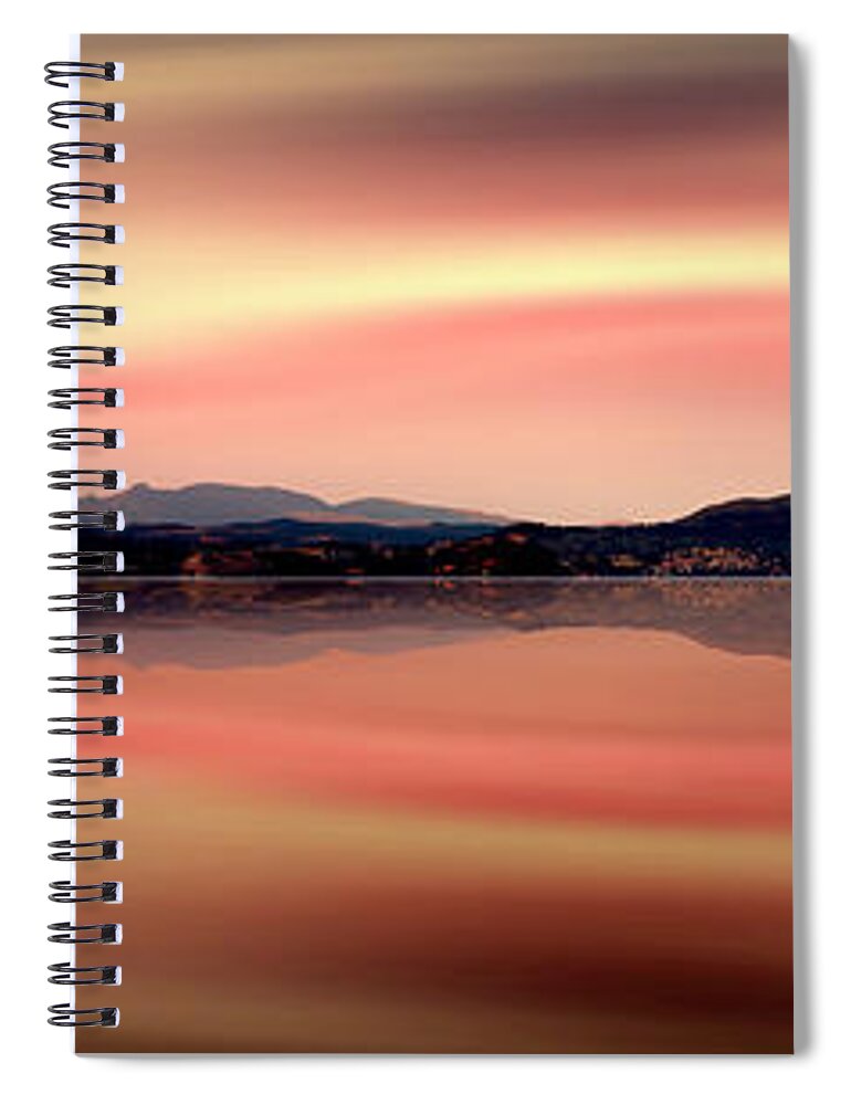 Morecambe Spiral Notebook featuring the digital art Evening View Across the Bay by Joe Tamassy