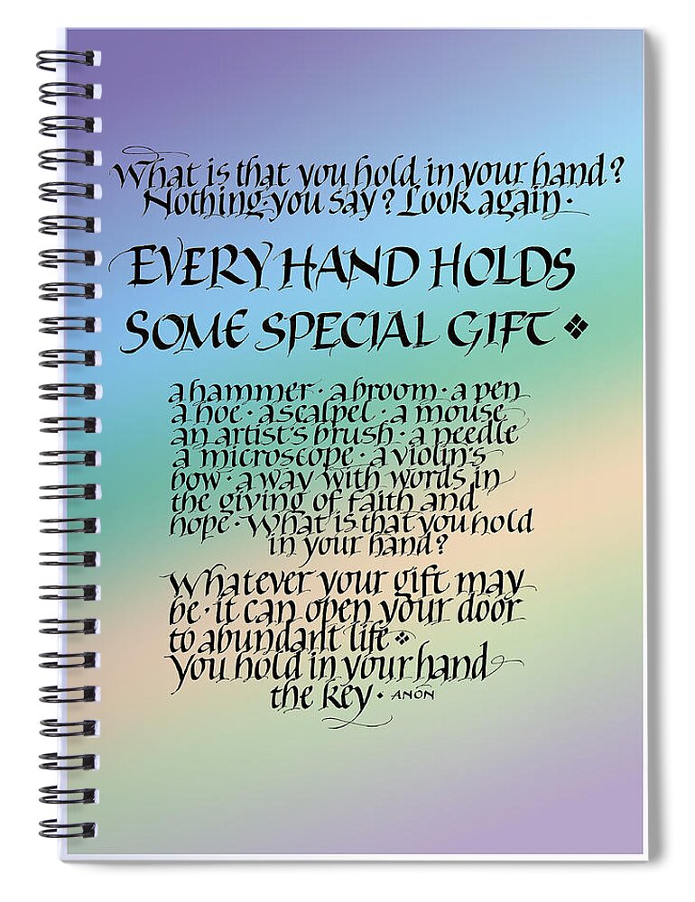 Achievement Spiral Notebook featuring the painting Every Hand by Judy Dodds