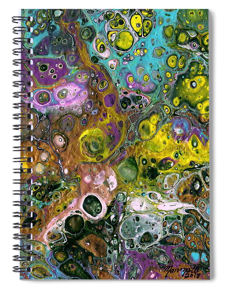 Acrylic Pouring Spiral Notebook featuring the painting Exhilaration by Marionette Taboniar