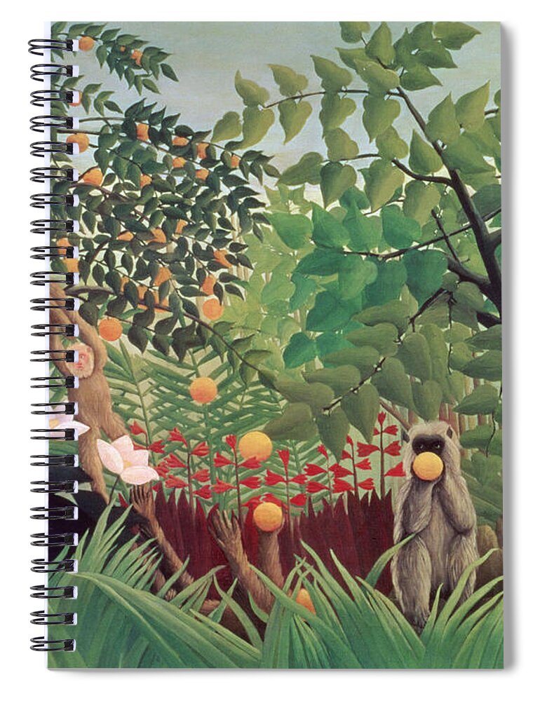 Exotic Spiral Notebook featuring the painting Exotic Landscape by Henri Rousseau by Henri Rousseau