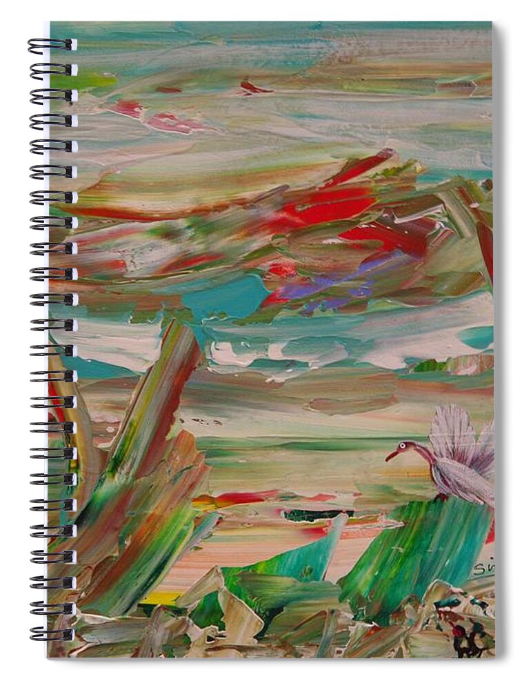 Landscape Spiral Notebook featuring the painting Exotic Landscape One by Sima Amid Wewetzer