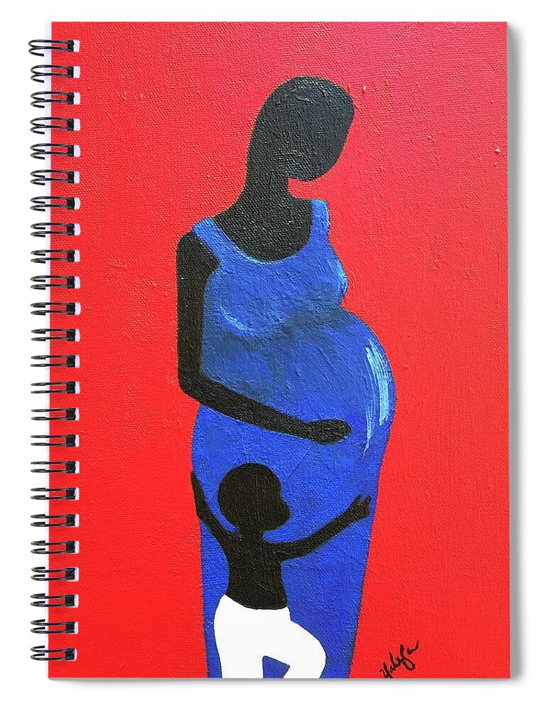 Painting Spiral Notebook featuring the painting Expecting by Yolanda Holmon