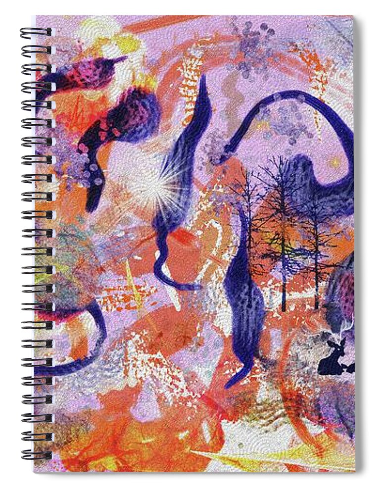 Experimental Spiral Notebook featuring the digital art Experimental forest by Debra Baldwin