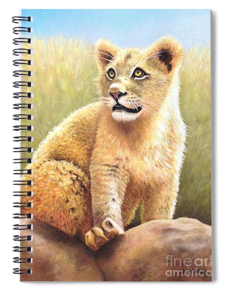 Lion Spiral Notebook featuring the pastel Explorer by Wendy Koehrsen