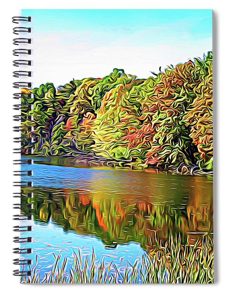 Durhand Eastman Park Spiral Notebook featuring the photograph Expressionalism Reflecting Trees by Aimee L Maher ALM GALLERY