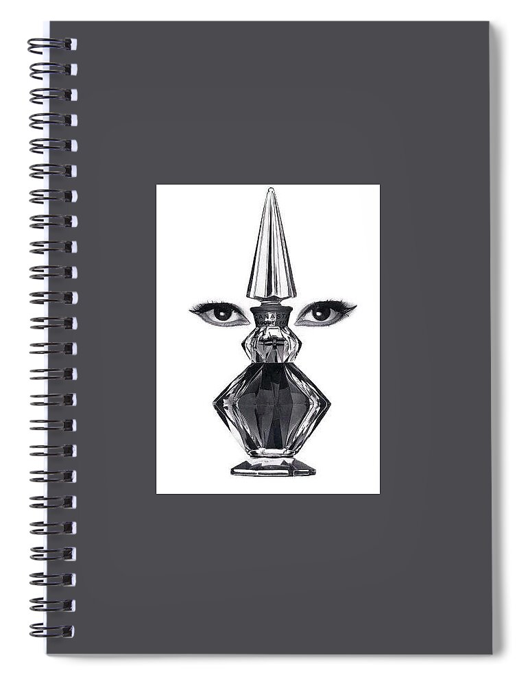 Vintage Perfume Qad Spiral Notebook featuring the digital art Eye See you by Kim Kent