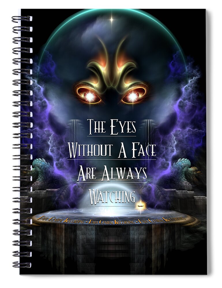 Spying Spiral Notebook featuring the digital art Eyes Without A Face ROO by Rolando Burbon