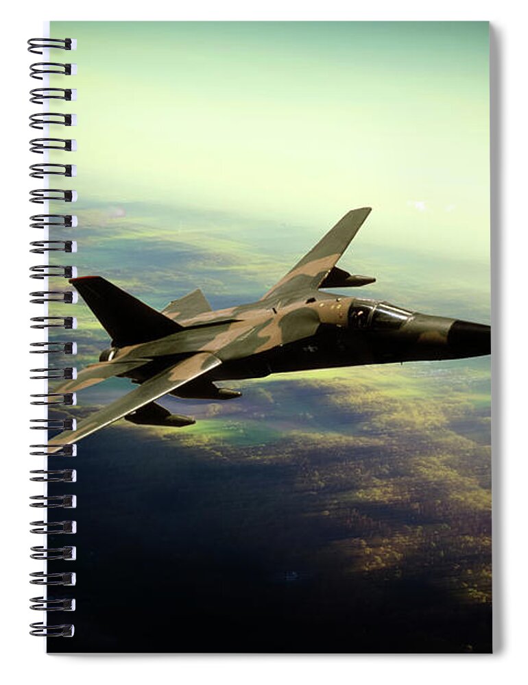 General Dynamics F111 Spiral Notebook featuring the digital art F-111 Aarvark by Airpower Art