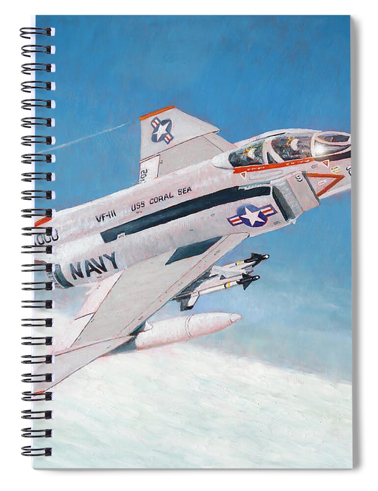 Aviation Art Spiral Notebook featuring the painting F-4B Phantom II of VF-111 by Douglas Castleman