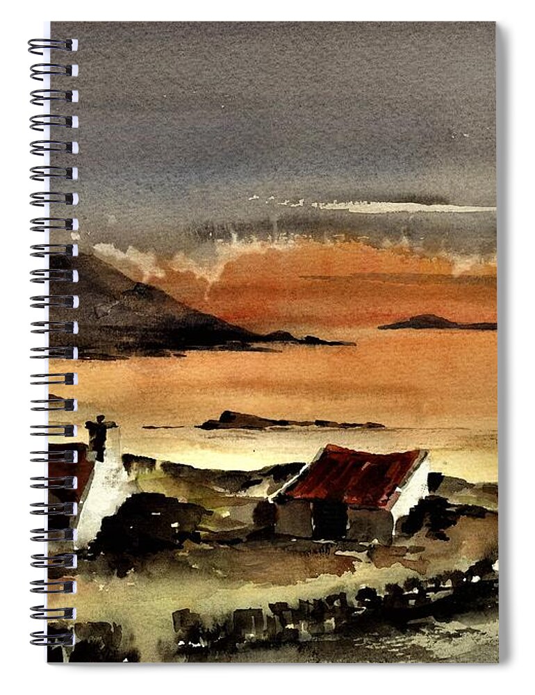 Ireland Spiral Notebook featuring the painting Omey Sunset, Galway by Val Byrne