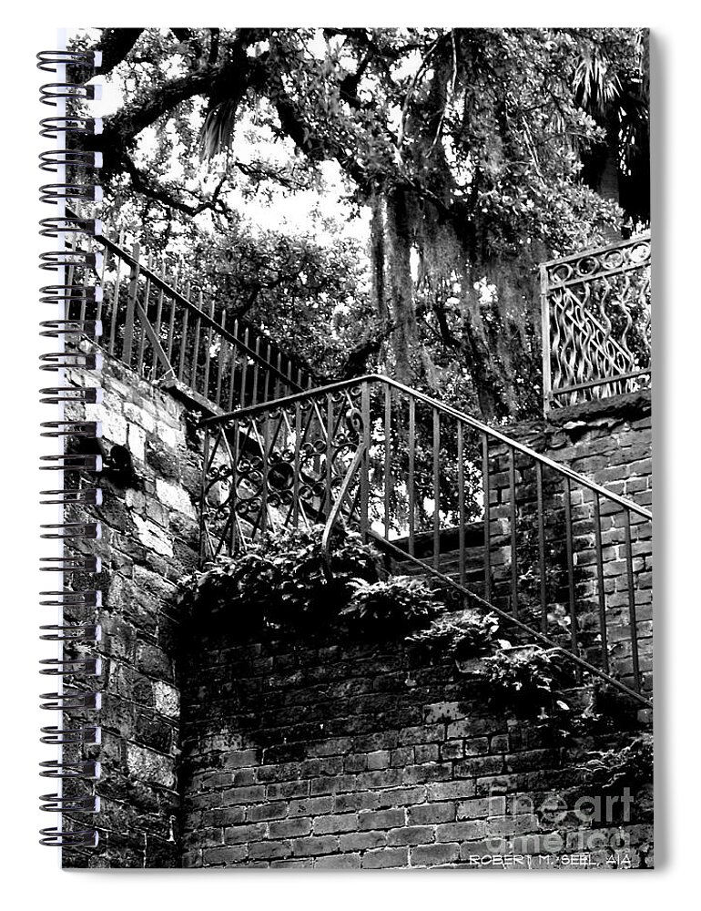 Rob Seel Spiral Notebook featuring the photograph Factors Steps 3 B W by Robert M Seel