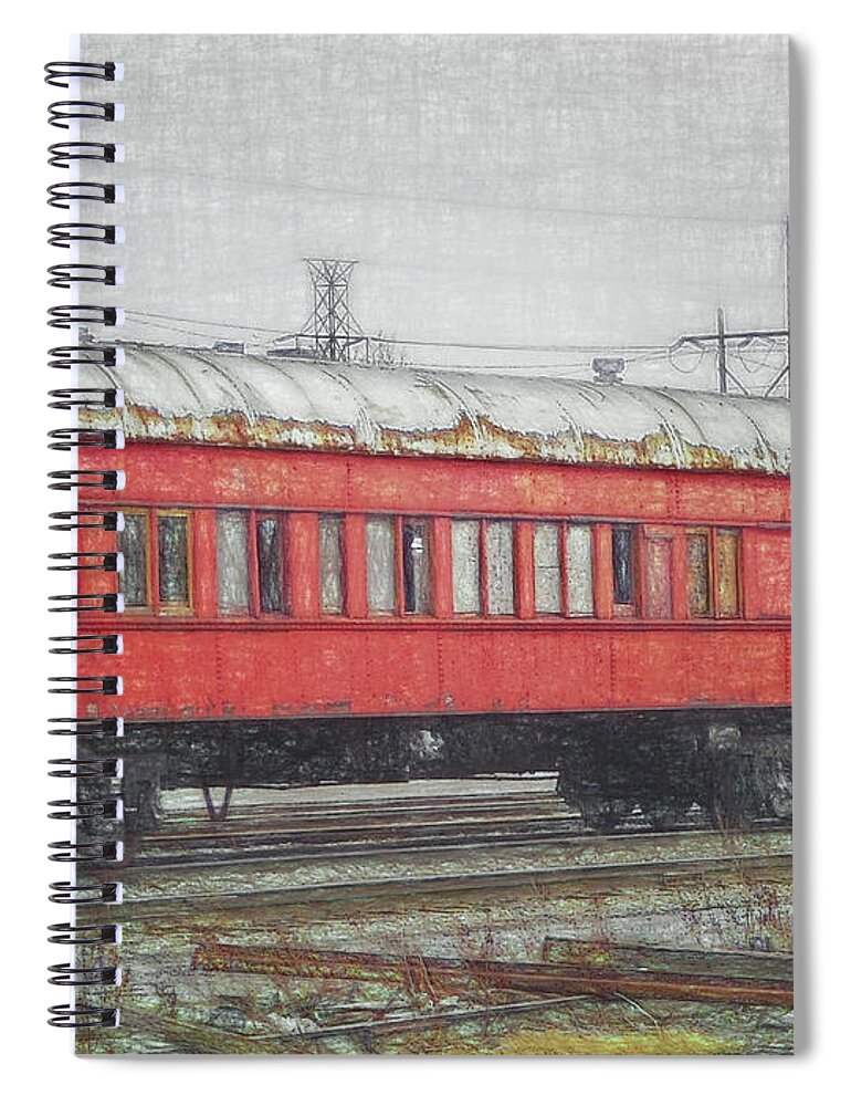 Red Spiral Notebook featuring the digital art Faded Glory - Middle Of The Line by Leslie Montgomery