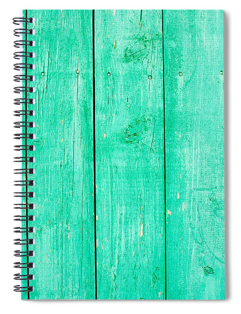 Abstract Spiral Notebook featuring the photograph Fading Aqua Paint on Wood by John Williams