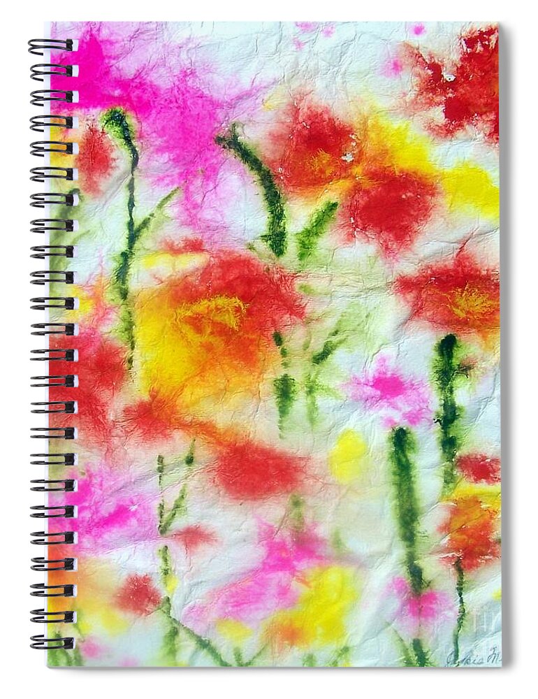 Flowers Spiral Notebook featuring the painting Fading Flowers by Jackie Mueller-Jones